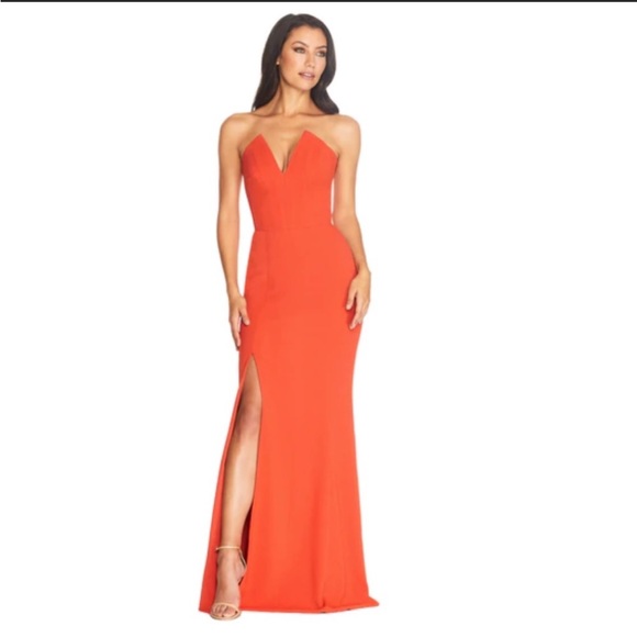 DRESS THE POPULATION Fernanda Strapless Evening Gown in Poppy Size Large NWT - Picture 1 of 9